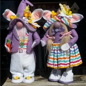 Whimsical Purple Easter Gnome Couple-Hand Made